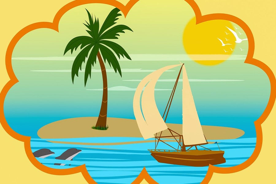 Zeichnung einer tropischen Insel