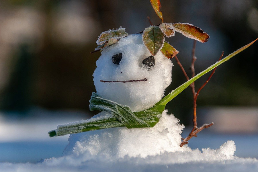 Pequeña figura de muñeco de nieve.
