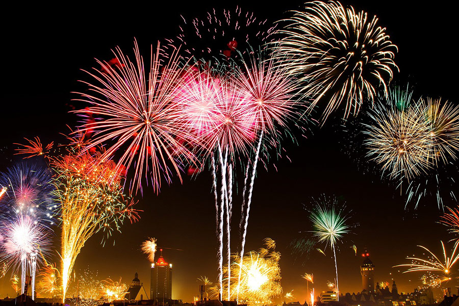 New years eve city fireworks