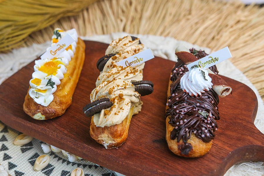 Long breads different toppings