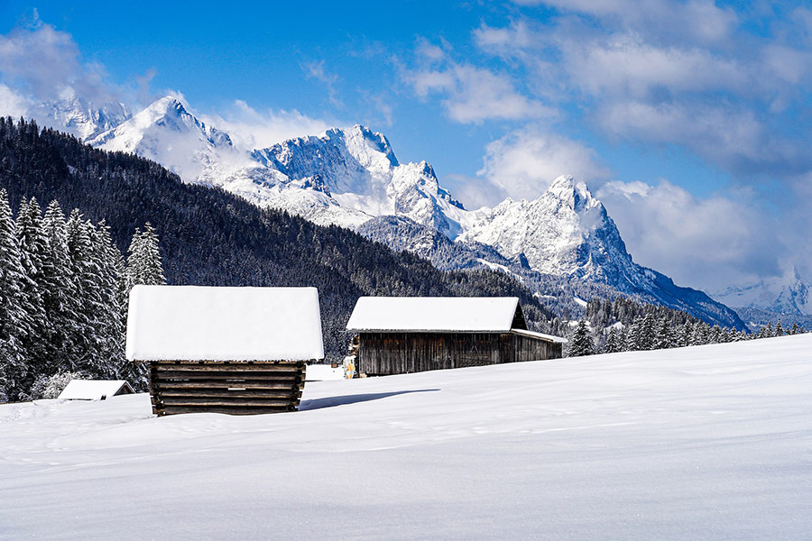 Winter be like cabin and landscape