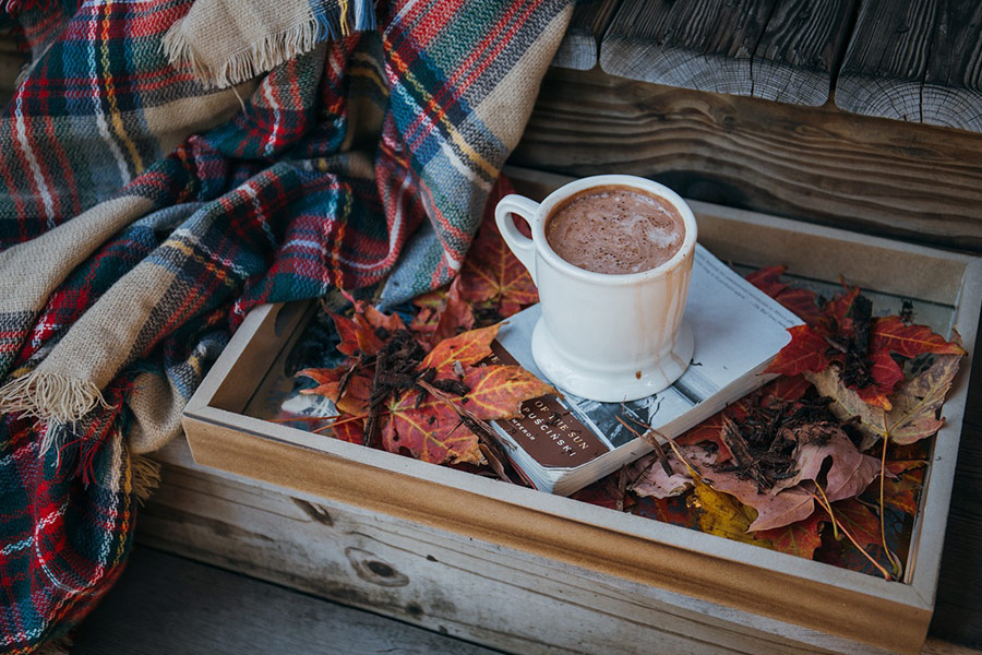 Hot chocolate coffee autumn time