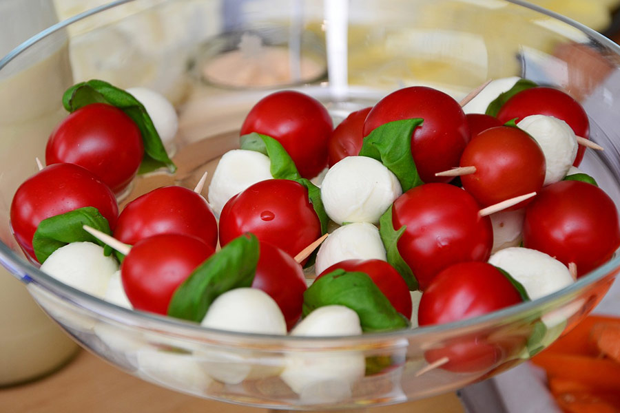 Tomato mozzarella food dish snacks