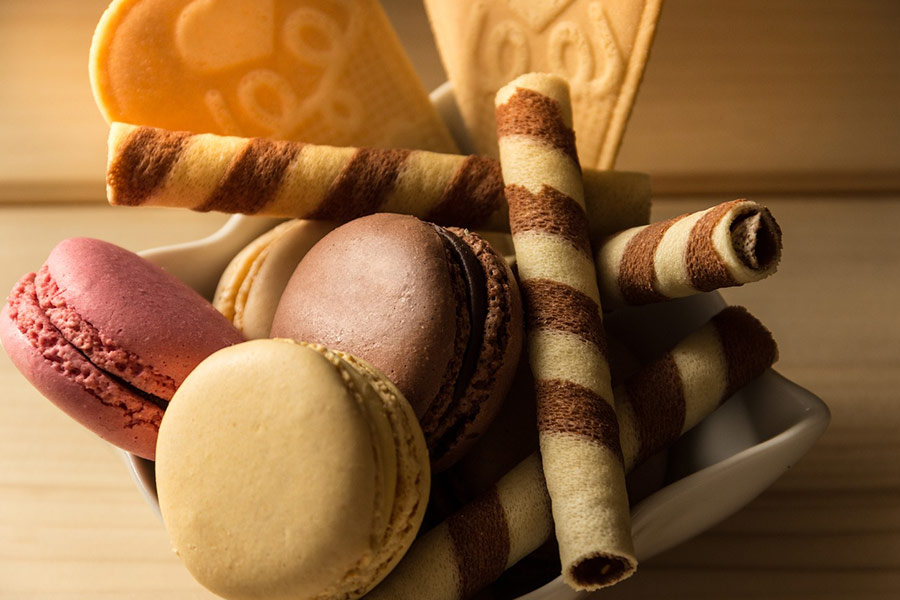 Yummy waffles cookies pastries