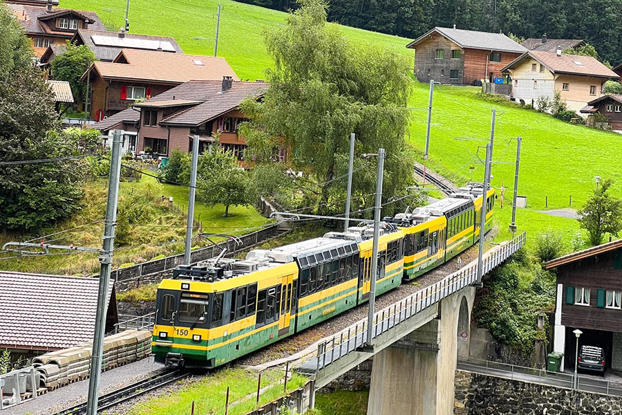 Yellow green train Switzerland