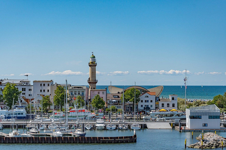 Warnemundo lighthouse cityscape