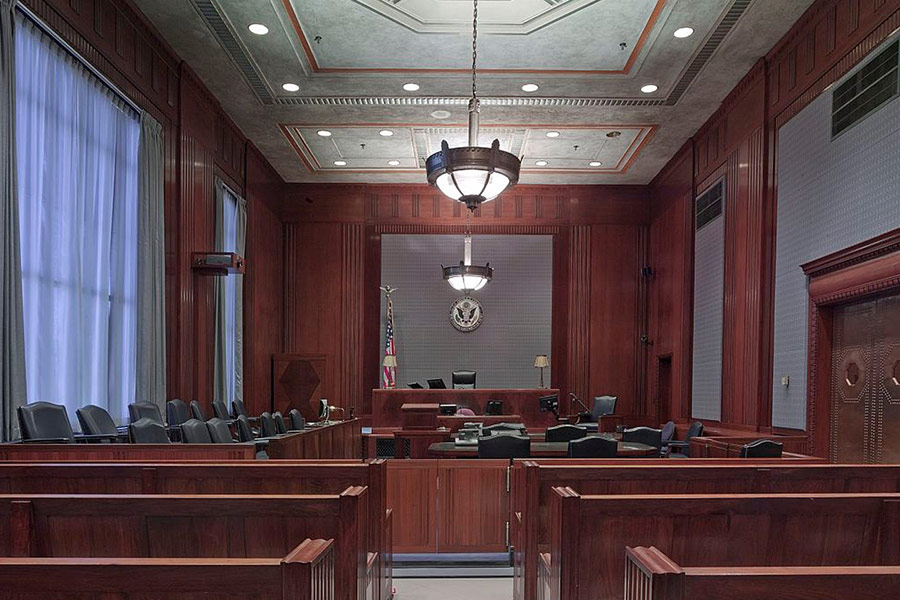 Courtroom benches seats interior