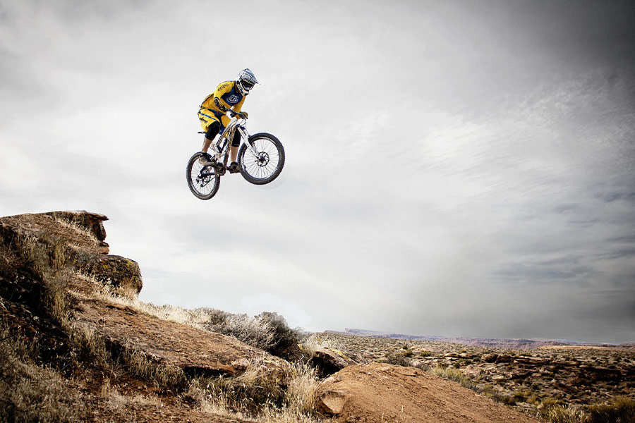 Mountain biking leaping