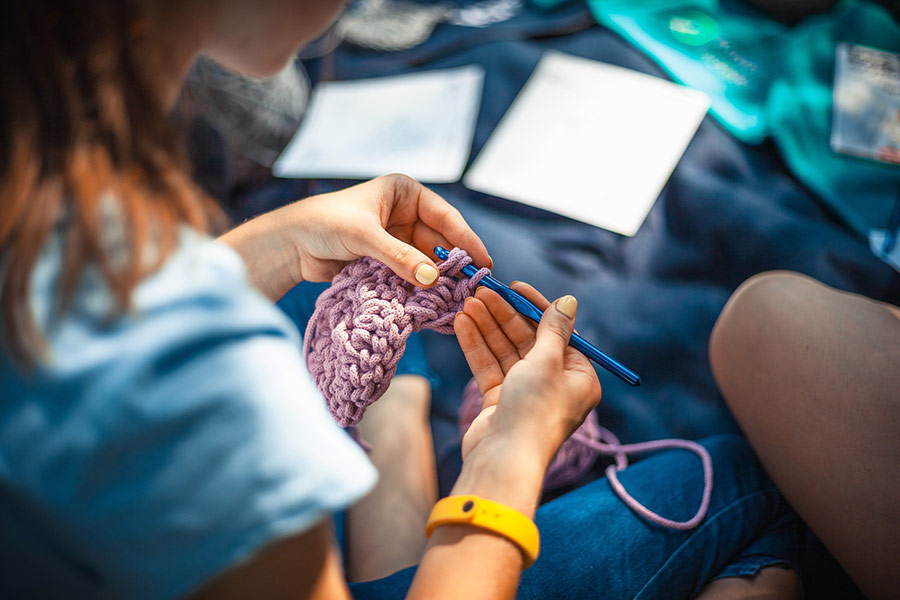 Knitting needle work