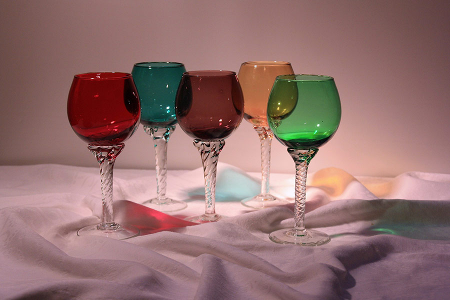Wine glasses colorful