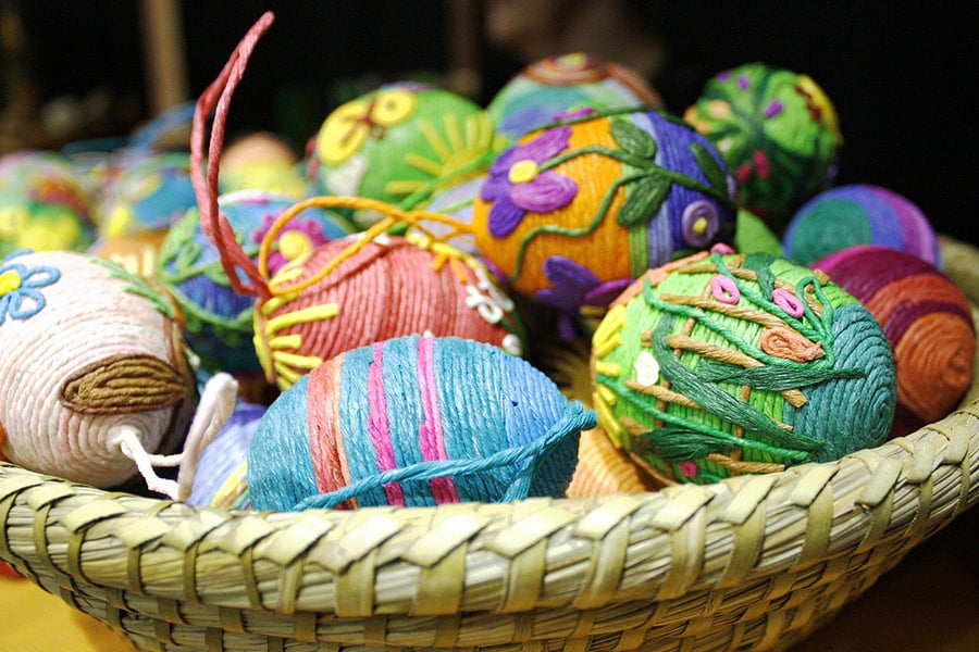 Craft basket and eggs easter