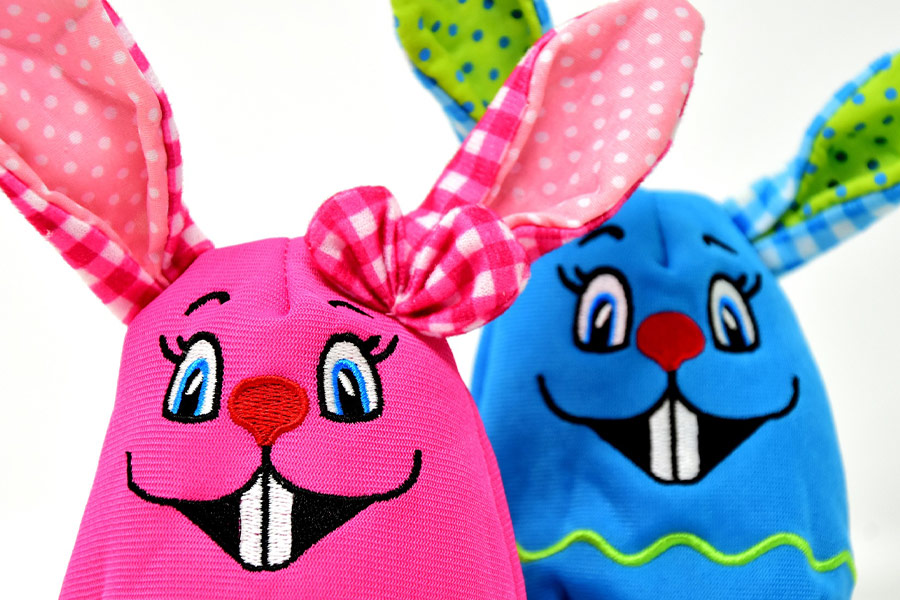 Multicolored easter bunnies