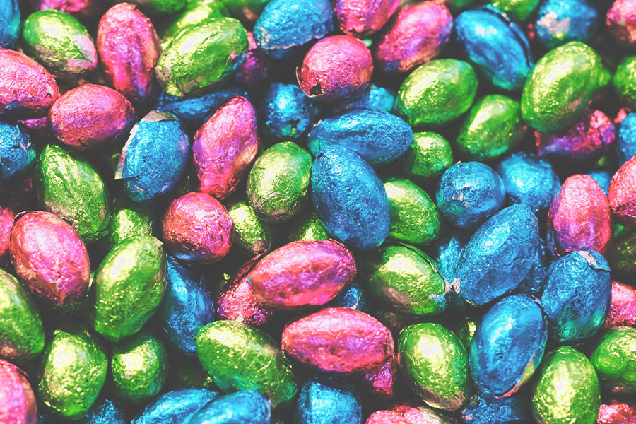 Colorful easter eggs chocolates
