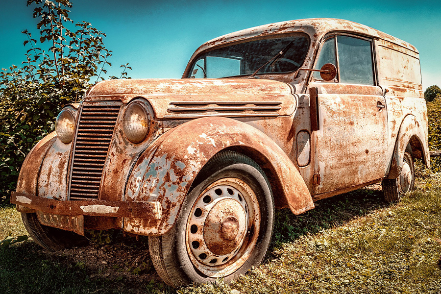 Abandoned rusted renault juvaquatre