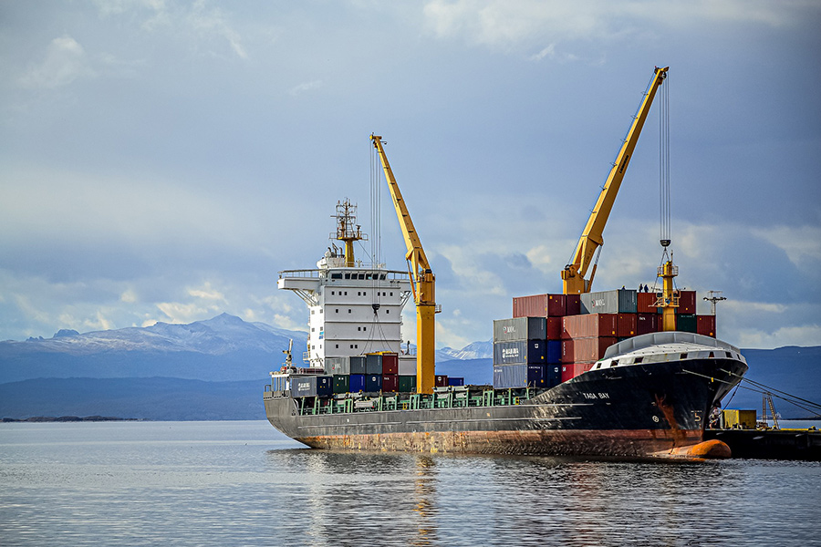 Ship cranes loading dock