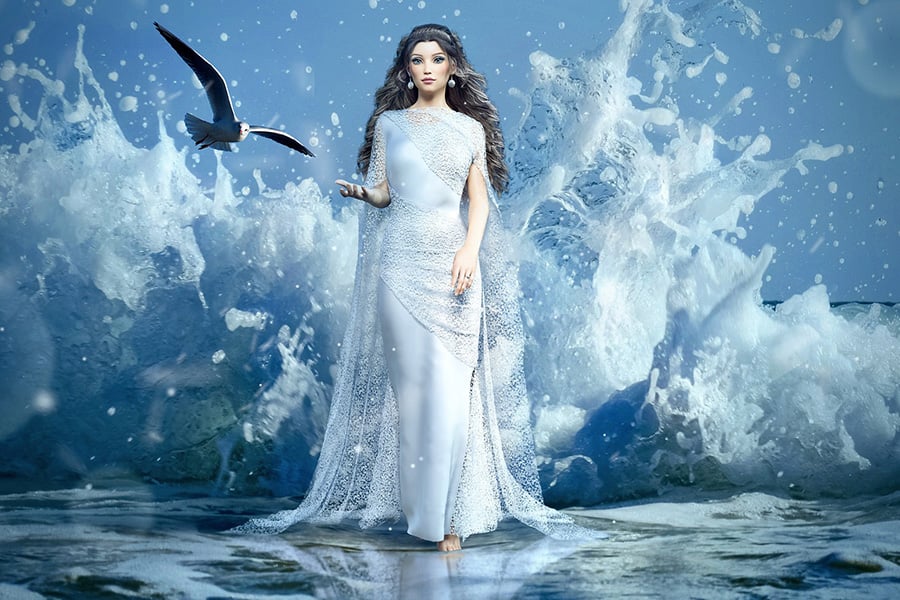 Fantasy gull water girl