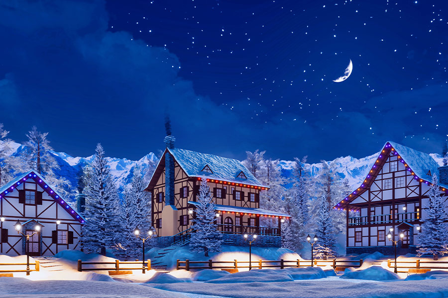 Snowbound alpine mountain