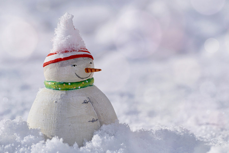 Wintry white snowman