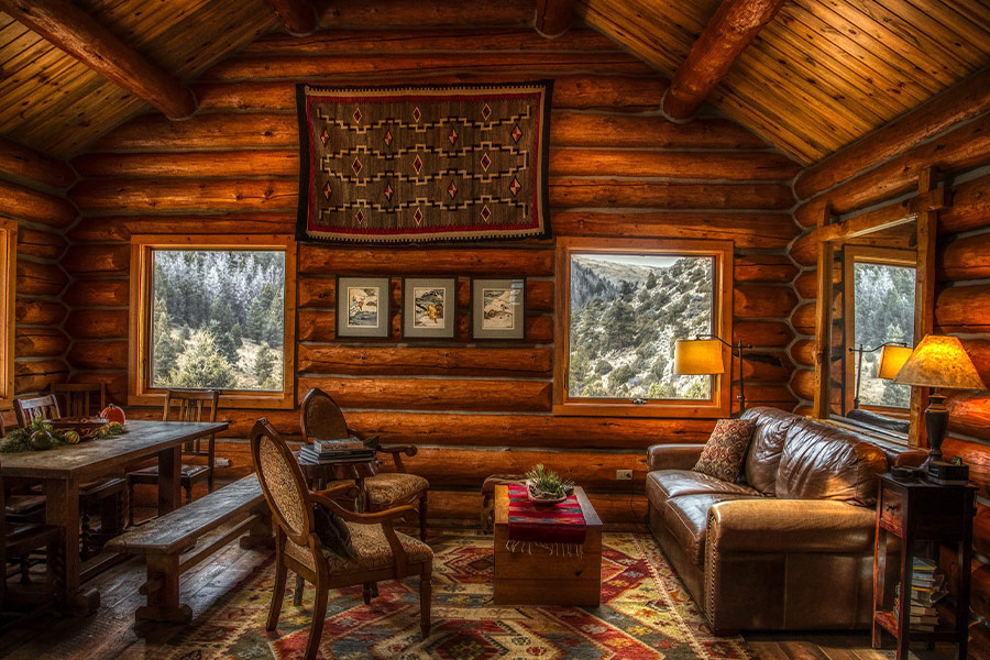 Log cabin inside interior