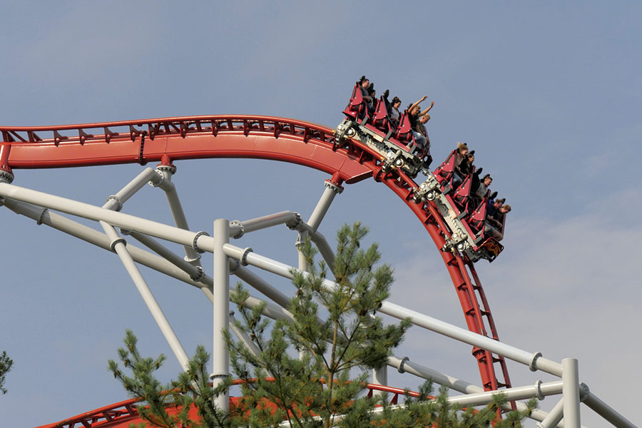 Far picture roller coaster rails