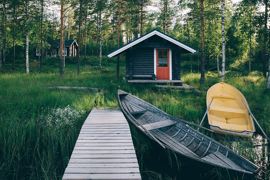 Small cottage in water