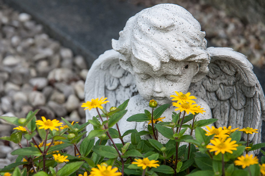 Flowers and angel figure