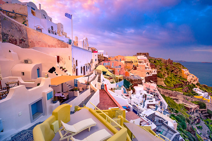 Santorini Greece with tradional famous houses
