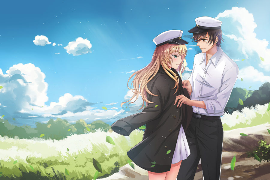 Manga drawing couple wearing tradional swedish clothes