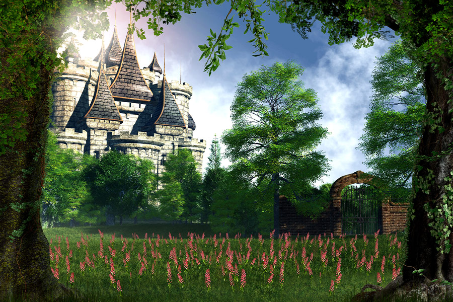 Fairy tale castle from woods