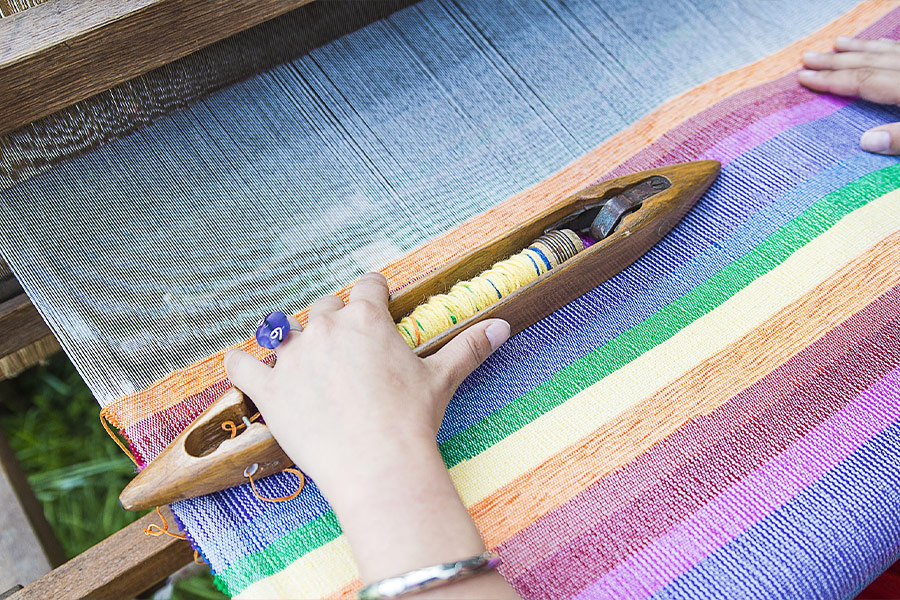 Traditional weaving color fiber