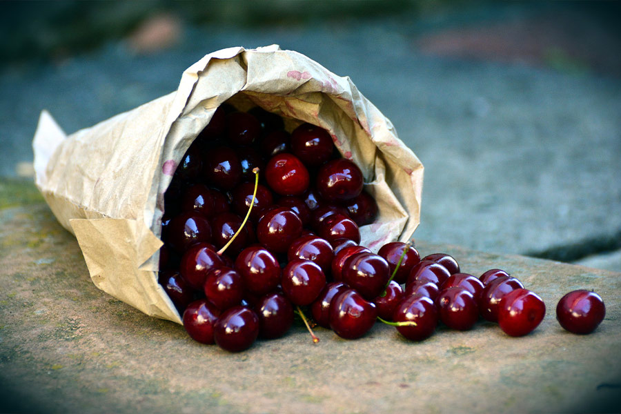 Bag cherries fruit