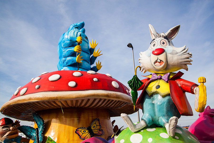 Alice in wonderland carnival parade Savogna Italy