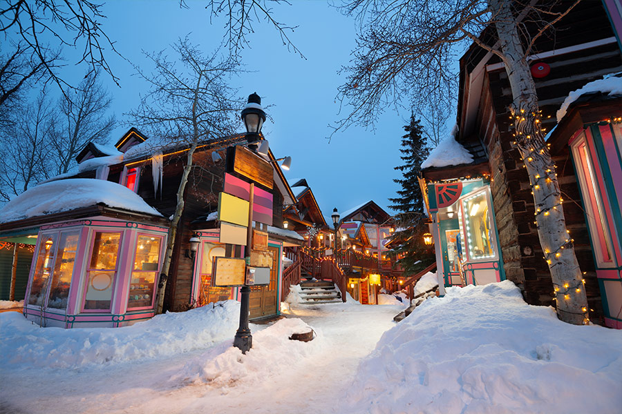 Breckenridge Colorado USA downtown streets winter night