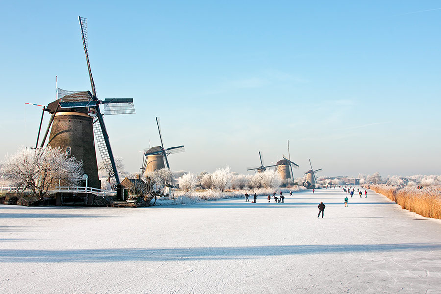 Ancient windmills Kinderdijk Netherlands