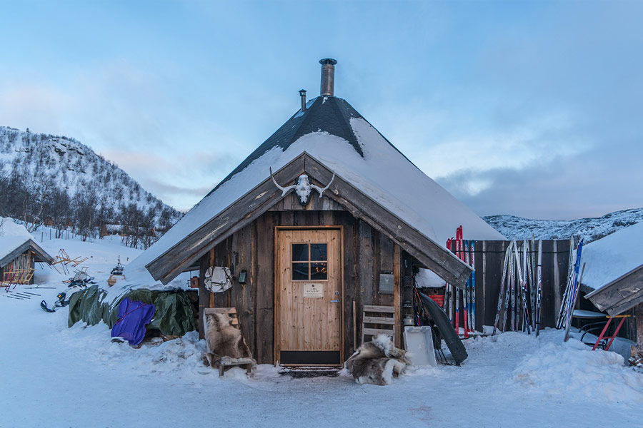 Norway Kirkenes ski shop log cabin