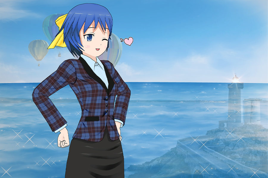 Manga comic girl in suit