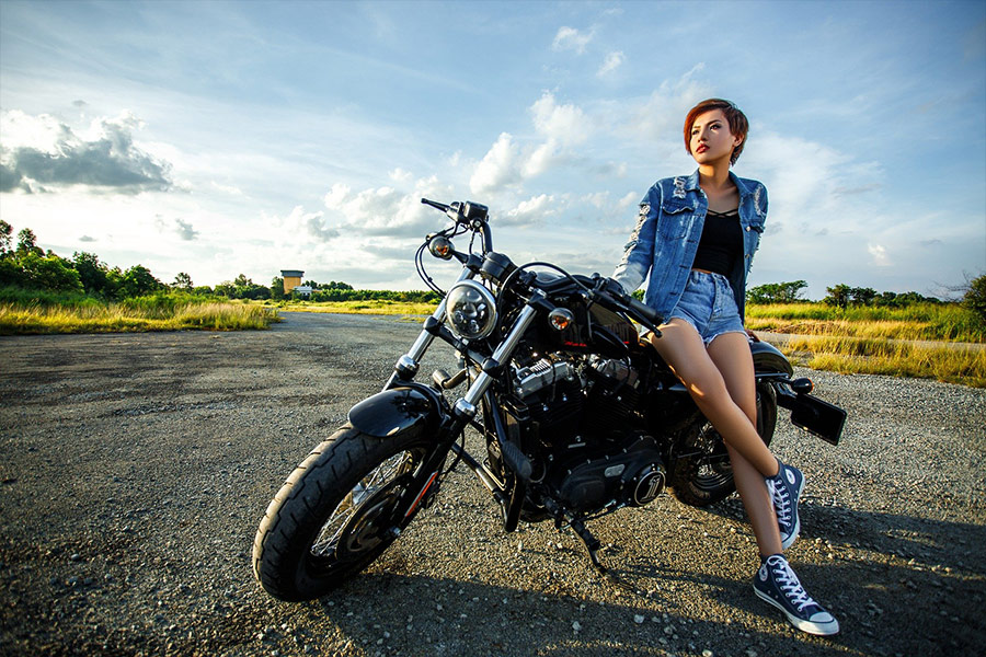 Motorcycle woman model