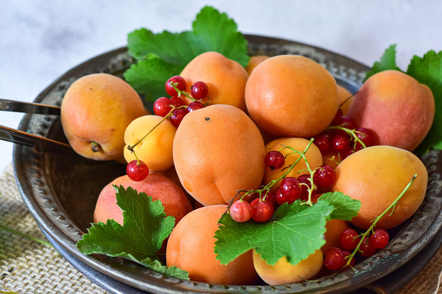 Apricots red currants fruits