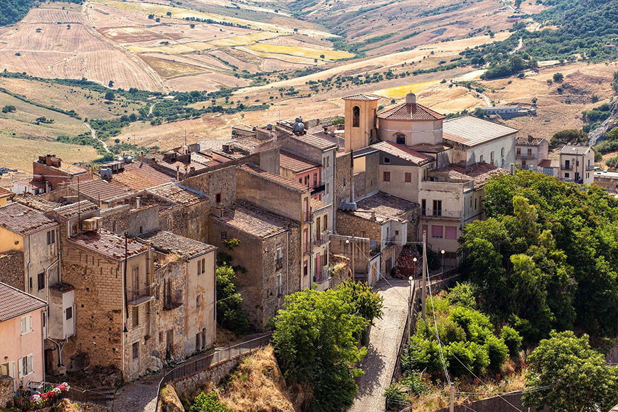 Village old houses farm Sicily Italy