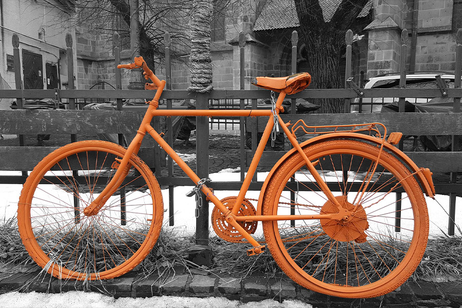 Old vintage orange bike