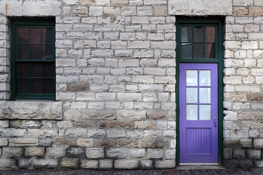 Brick wall city street