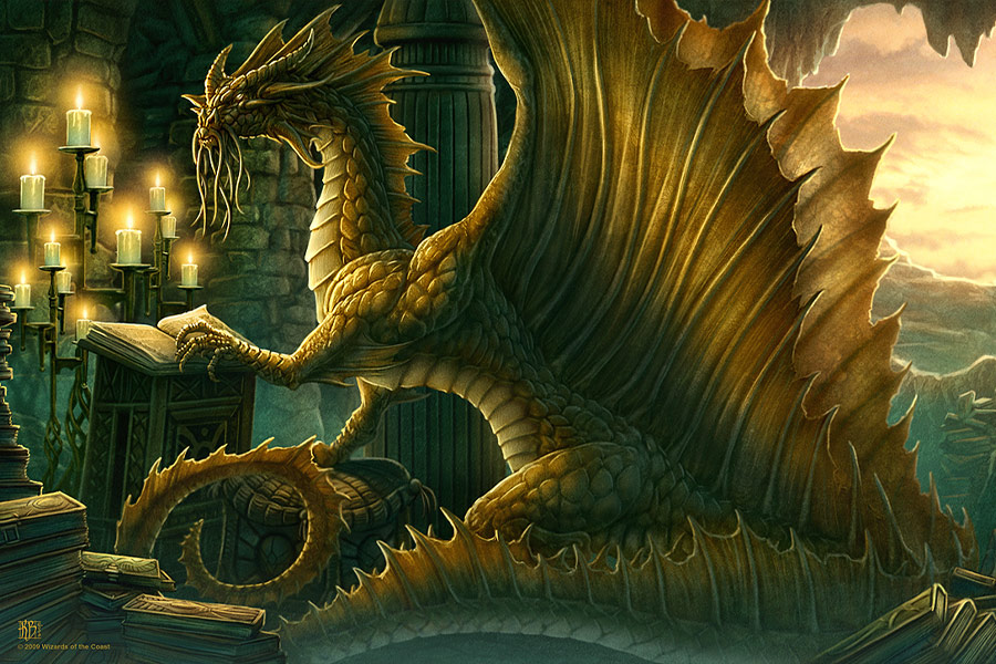 Fantasy art golden dragon