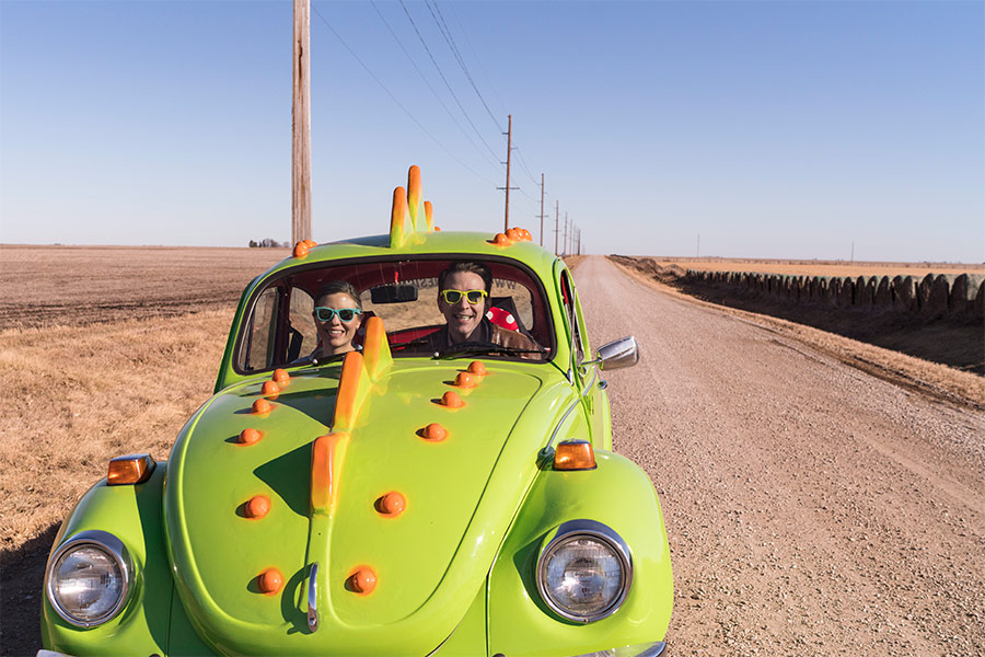 Yellow green auto desert