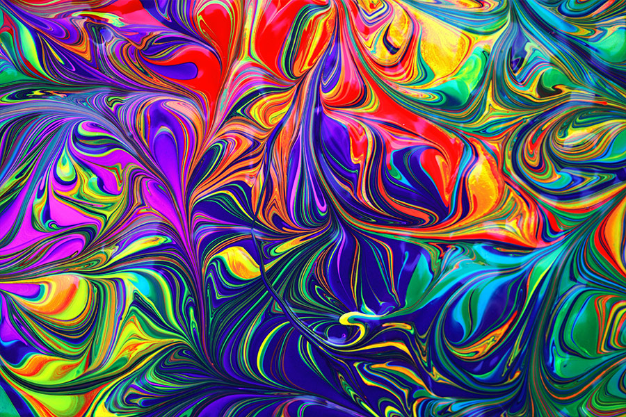 Psychedelic colorful rainbow paint
