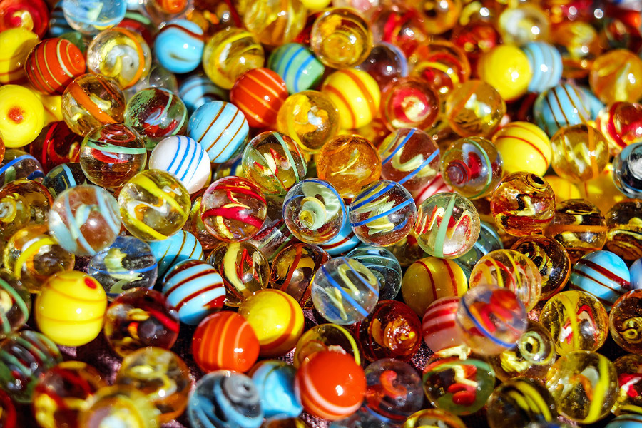 Glass marbles colorful