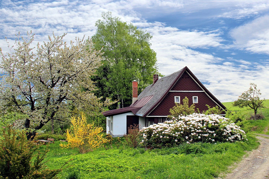 Home house cottage spring landscape