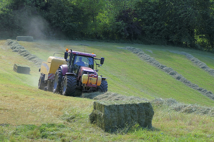 Tractor field boot hay