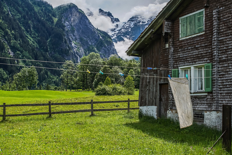 Mountains chalet old woodhouse landscape