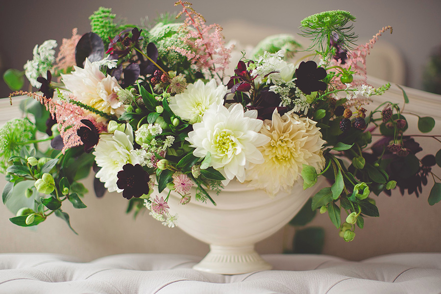 White and red flowers