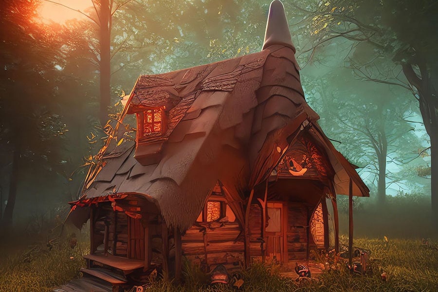 Fairytale like witch cottage